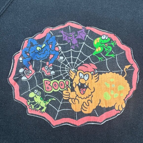 Vintage Kids Halloween Sweatshirt Haunted House Ghost 1980s Jerzees XL 18 Kitsch - Picture 6 of 9